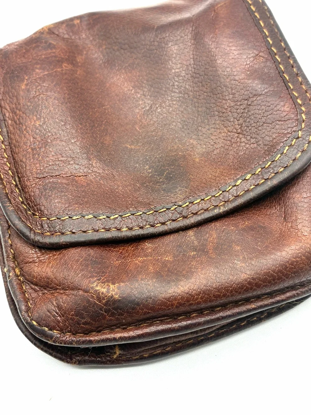 Vintage Original Taxi Wallet Brown Distressed Leather Coin Purse Snap Closure